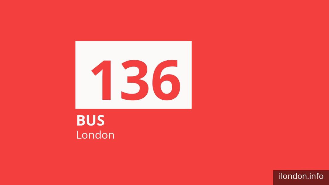 Bus route 136 in London