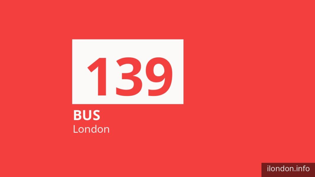 Bus route 139 in London