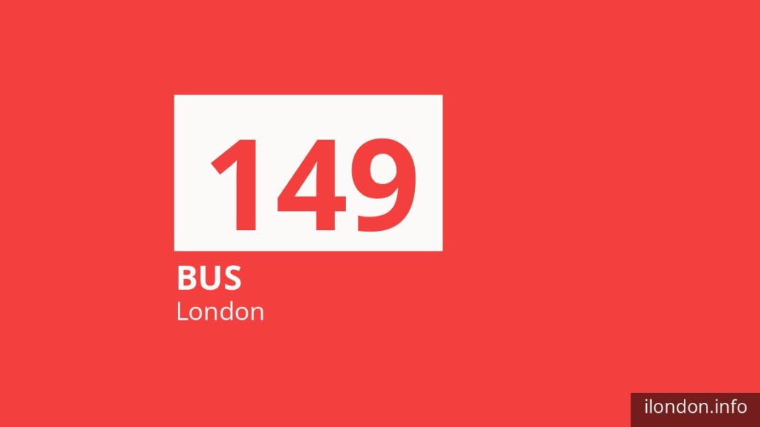 Bus route 149 in London