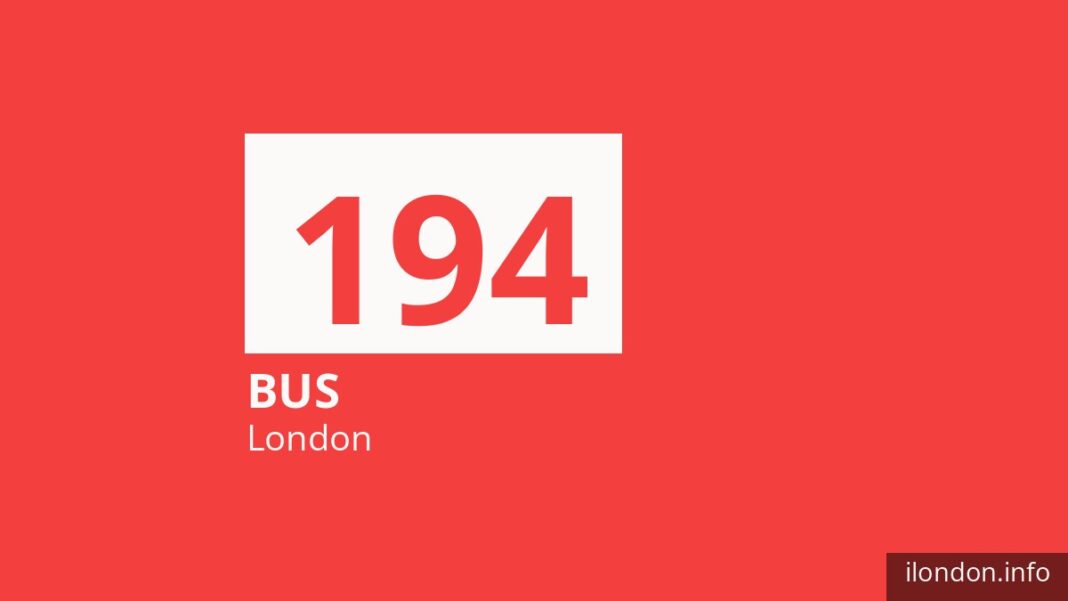 Bus route 194 in London