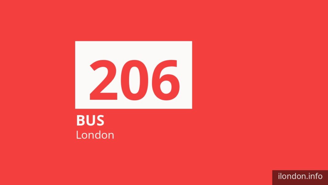 Bus route 206 in London