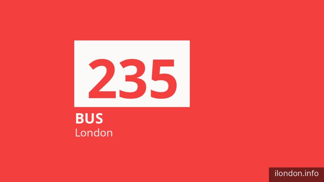 Bus route 235 in London