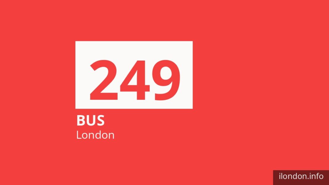 Bus route 249 in London