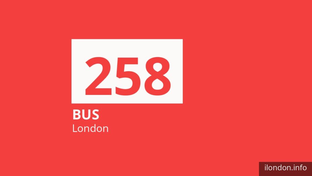 Bus route 258 in London