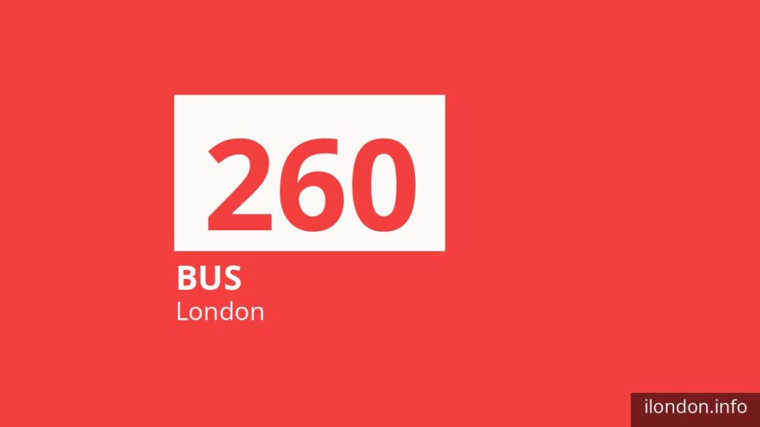 Bus route 260 in London