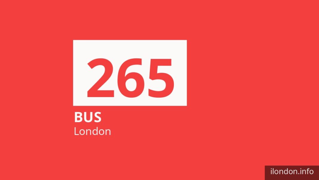 Bus route 265 in London