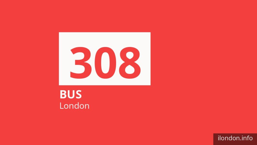 Bus route 308 in London