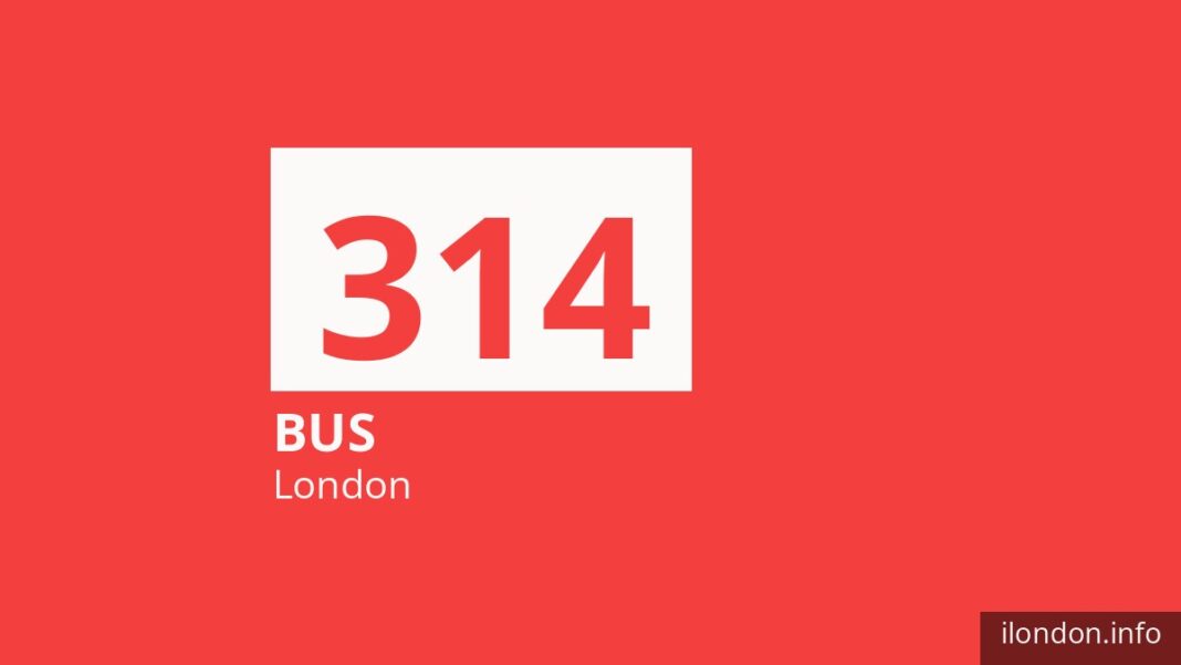 Bus route 314 in London