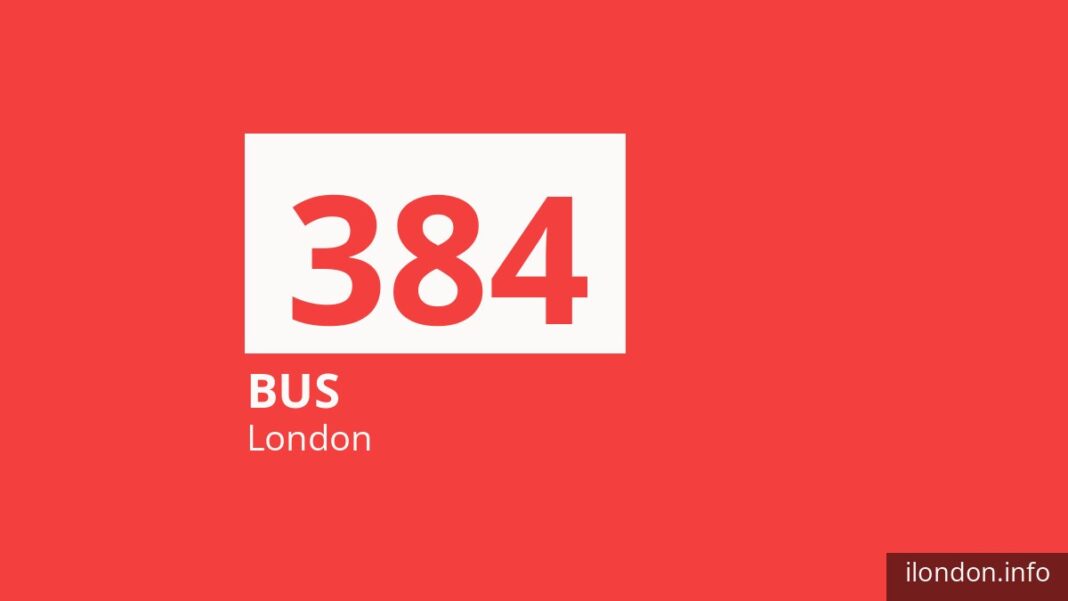 Bus route 384 in London