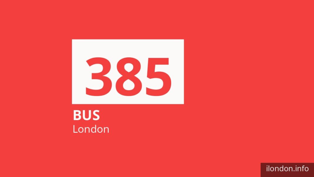 Bus route 385 in London