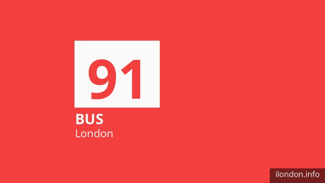 Bus route 91 in London