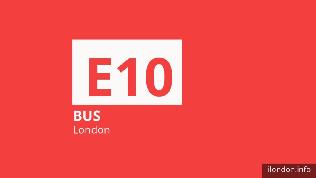 Bus route E10 in London