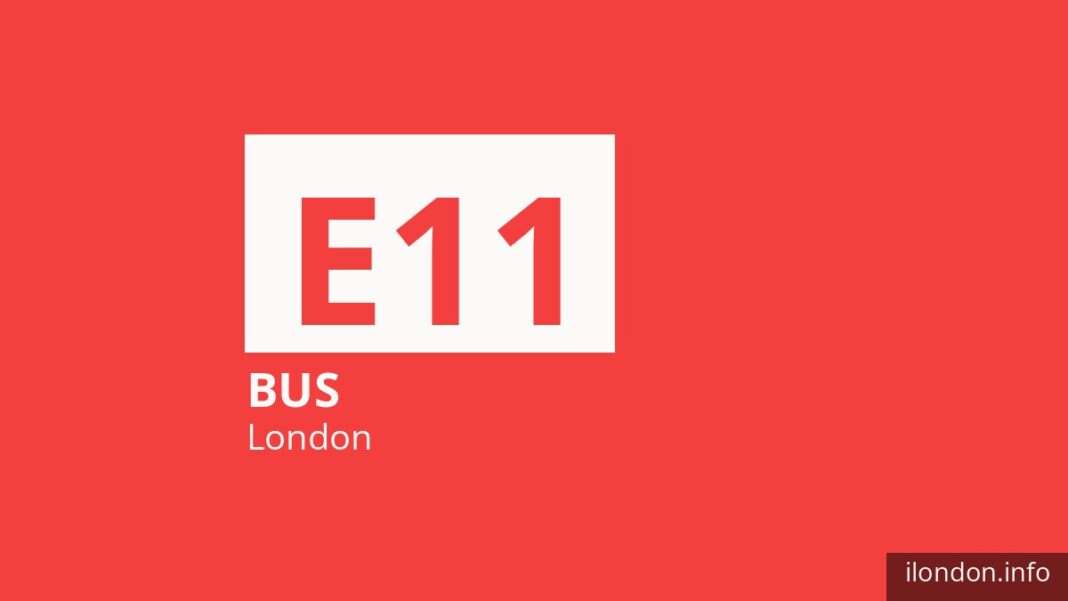 Bus route E11 in London