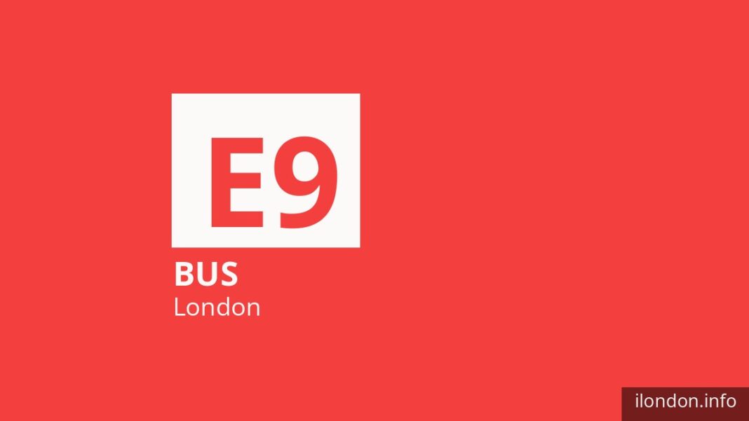 Bus route E9 in London