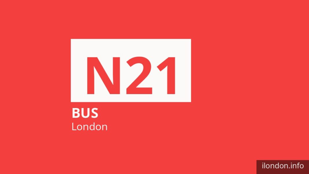 Night bus route N21 in London