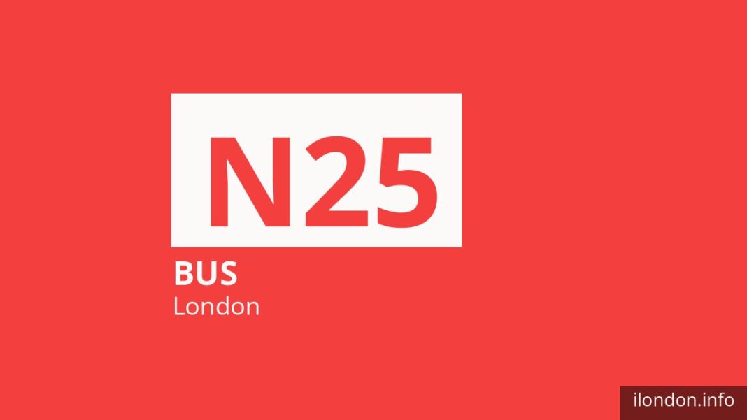 Night bus route N25 in London