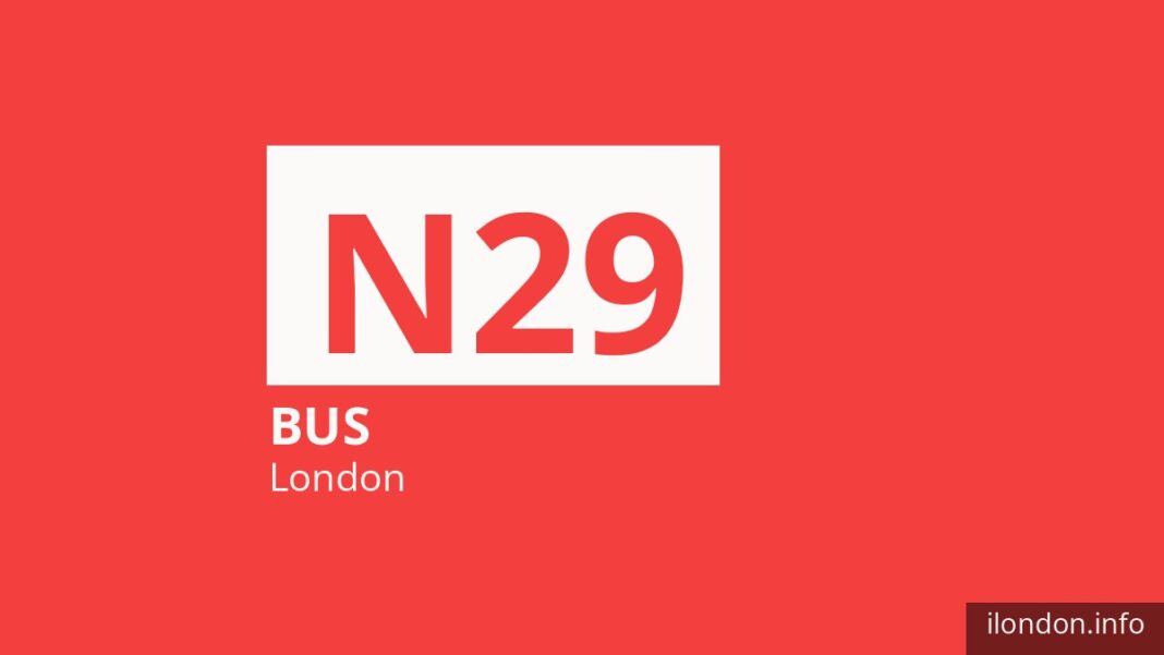 Night bus route N29 in London