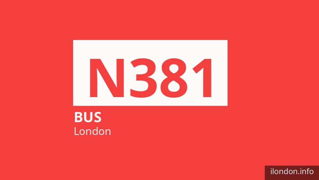 Night bus route N381 in London