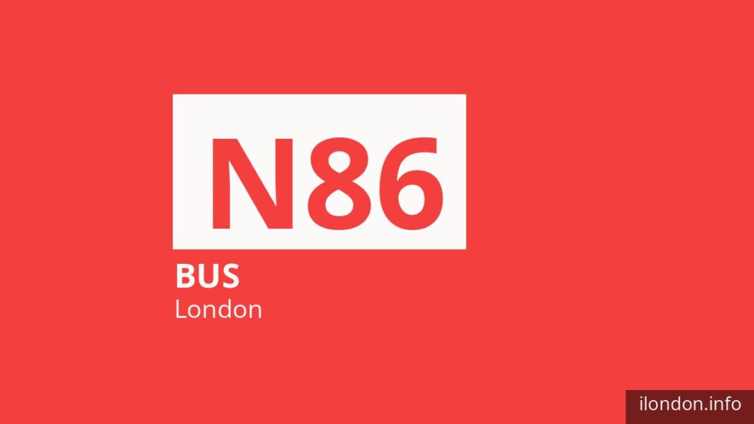 Night bus route N86 in London