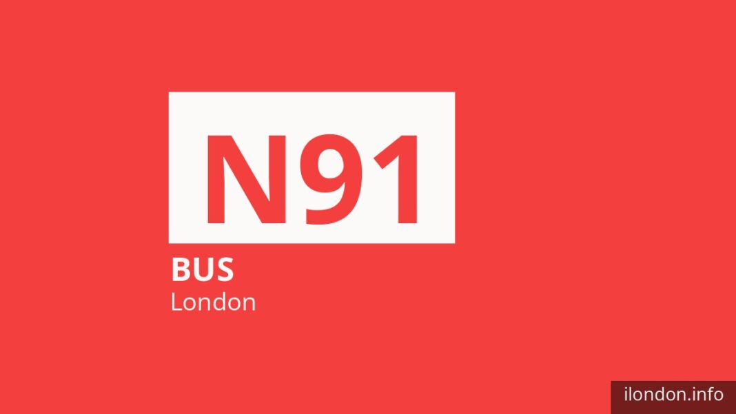 Night bus route N91 in London