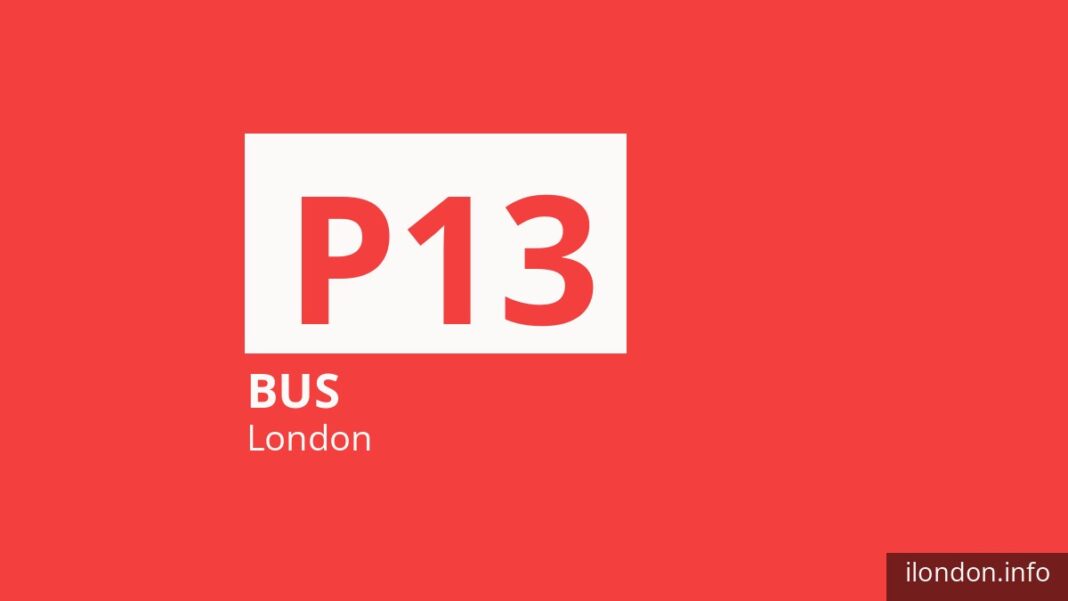 Bus route P13 in London
