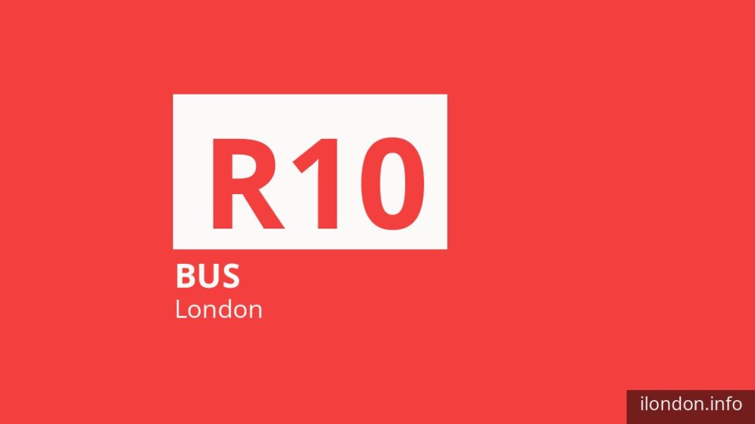 Bus route R10 in London