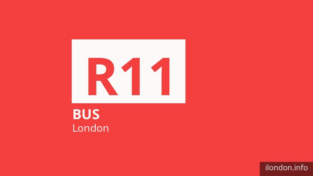 Bus route R11 in London