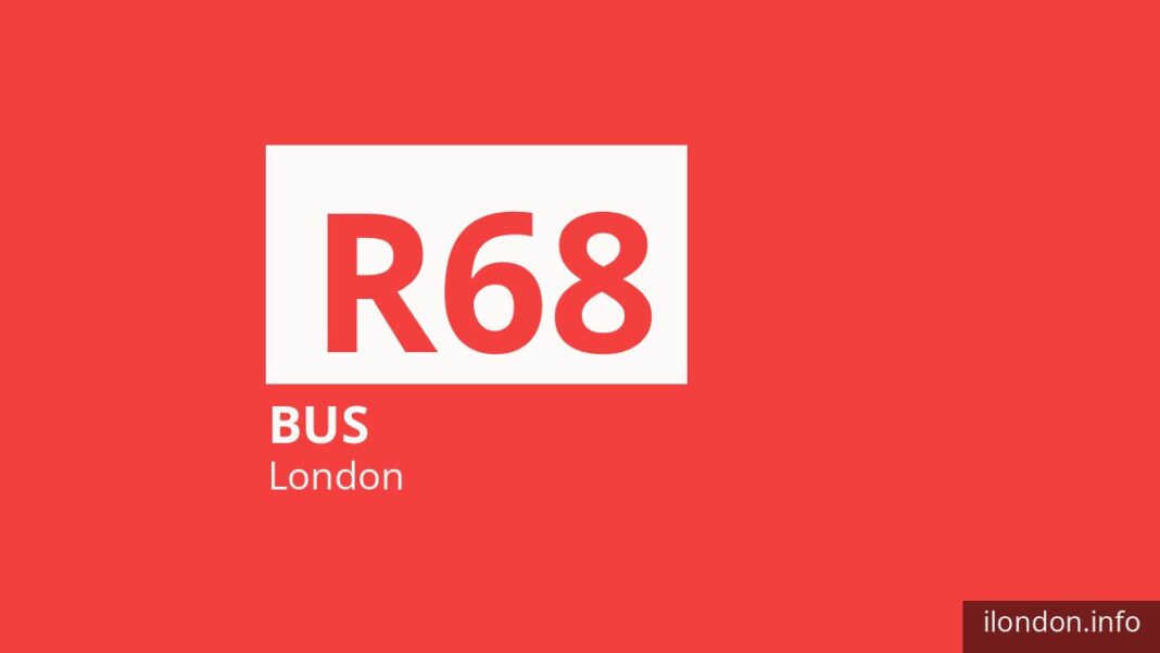 Bus route R68 in London